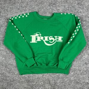 Bassett-Walker Sweatshirt Womens M GreenIrishShamrockGraphicSt PatricksDayRetro